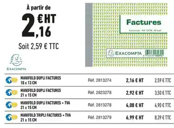 Bureau Vallée Exacompta manifold offre