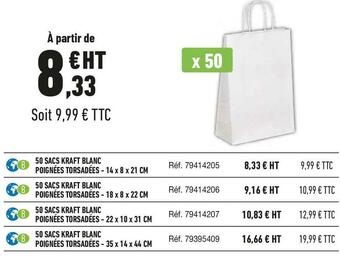 Bureau Vallée Sac kraft blanc - poignées torsadées offre