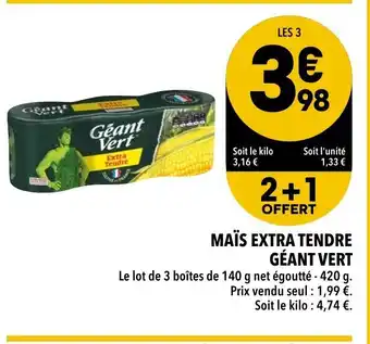 Maïs extra tendre Géant vert