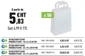 Bureau Vallée Sac kraft blanc - poignées plates offre