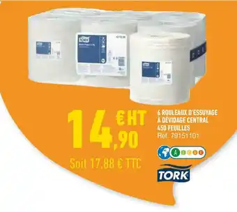 Tork 6 rouleaux d’essuyage à dévidage central 450 feuilles