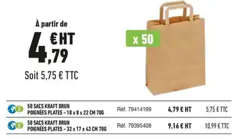 Bureau Vallée Sac kraft brun - poignées plates offre