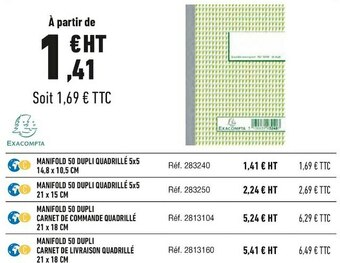 Bureau Vallée Exacompta manifold offre