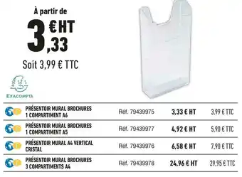 Bureau Vallée Exacompta présentoirs offre