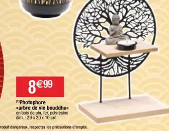 Migros (¹)Photophore «arbre de vie bouddha>> en bois de pin, fer, polyrésine dim.: 29 x 20 x 10 cm offre