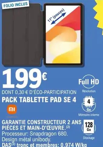 E.Leclerc PACK TABLETTE PAD SE 4 offre