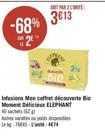 Géant Casino Elephant infusions mon coffret découverte bio moment délicieux offre
