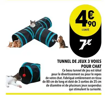 Supeco Tunnel de jeux 3 voies pour chat offre
