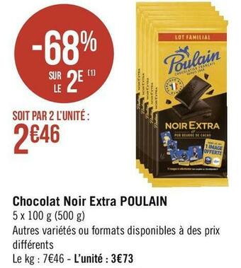 Géant Casino Poulain chocolat noir extra offre