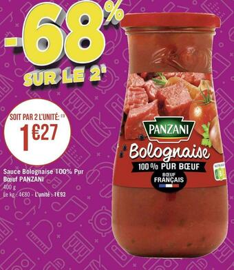 Géant Casino Panzani sauce bolognaise 100% pur bœuf offre