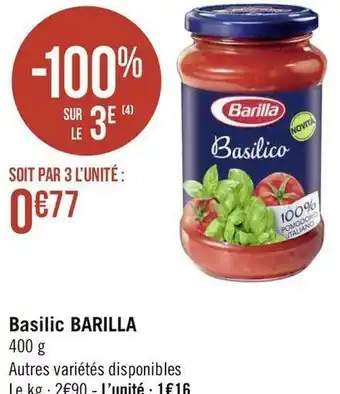 Géant Casino Barilla basilic offre
