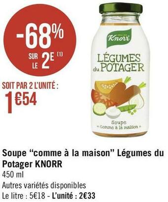 Géant Casino Knorr soupe “comme à la maison” légumes du potager offre