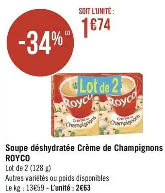 Géant Casino Royco soupe déshydratée crème de champignons offre