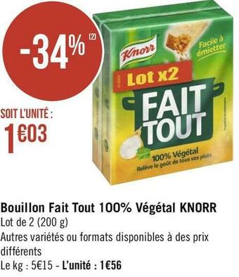 Géant Casino Knorr bouillon fait tout 100% végétal offre