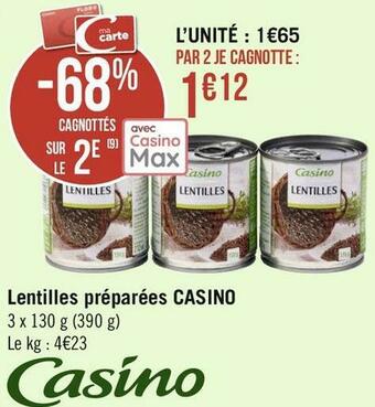 Géant Casino Casino lentilles préparées offre