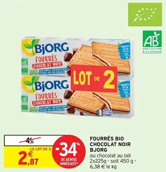 Intermarché FOURRÉS BIO CHOCOLAT NOIR BJORG offre