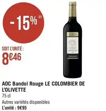Le colombier de l’olivette aoc bandol rouge