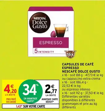 CAPSULES DE CAFÉ ESPRESSO NESCAFÉ DOLCE GUSTO