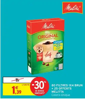 80 FILTRES 1X4 BRUN + 25 OFFERTS MELITTA Coloris Unique