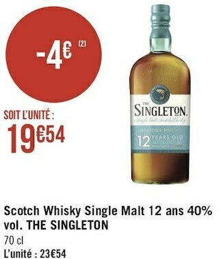 Géant Casino The singleton scotch whisky single malt 12 ans 40% vol. offre