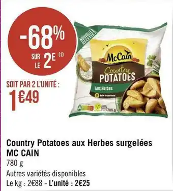 Mc cain country potatoes aux herbes surgelées
