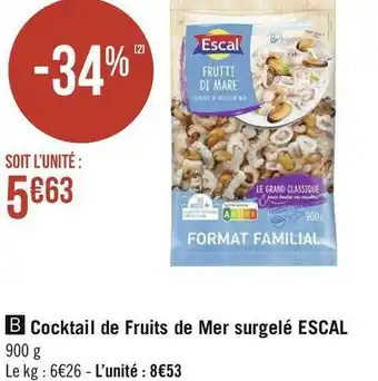 Géant Casino Escal cocktail de fruits de mer surgelé offre