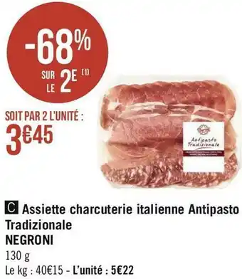 Géant Casino Negroni assiette charcuterie italienne antipasto tradizionale offre