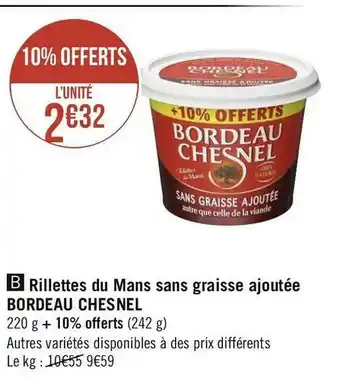 Bordeau chesnel rillettes du mans sans graisse ajoutée