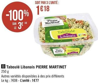 Géant Casino Pierre martinet taboulé libanais offre