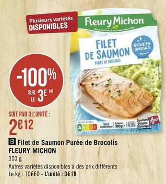 Géant Casino Fleury michon filet de saumon purée de brocolis offre