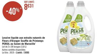 Géant Casino Persil lessive liquide aux extraits naturels de fleurs d’oranger souffle de printemps au savon de marseille* offre