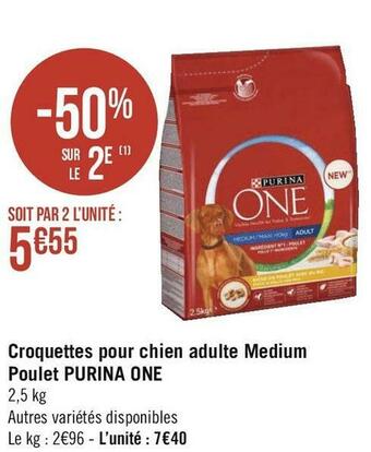 Géant Casino Purina one croquettes pour chien adulte medium poulet offre