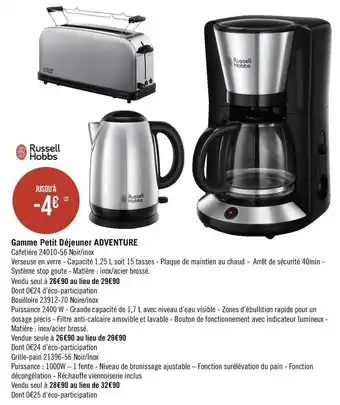 Géant Casino Russell hobbs bon plan sur une gamme petit déjeuner adventure offre