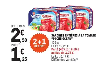 E.Leclerc SARDINES ENTIÈRES À LA TOMATE "PÊCHE OCÉAN" offre