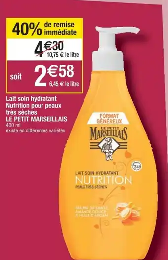 Cora x Carrefour Lait soin hydratant Nutrition pour peaux offre