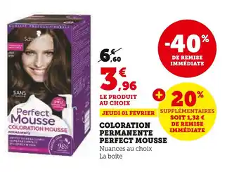 Super U PERFECT MOUSSE COLORATION PERMANENTE offre