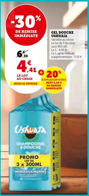 Super U USHUAIA GEL DOUCHE offre