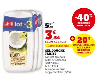 Super U TAHITI GEL DOUCHE offre