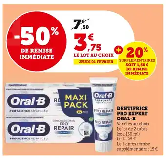 Super U ORAL-B DENTIFRICE PRO EXPERT offre