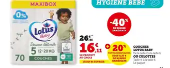 Super U LOTUS BABY COUCHES offre