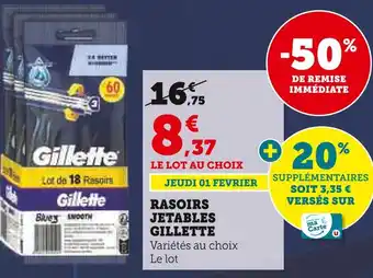 Super U GILLETTE RASOIRS JETABLES offre
