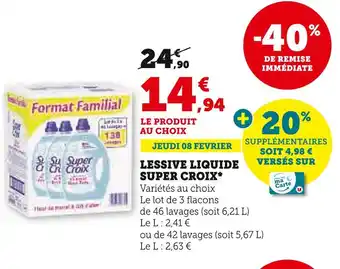 Super U SUPER CROIX LESSIVE LIQUIDE offre