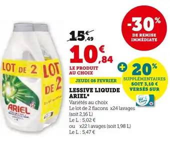 Super U ARIEL LESSIVE LIQUIDE offre