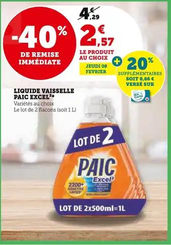 Super U PAIC EXCEL² LIQUIDE VAISSELLE offre