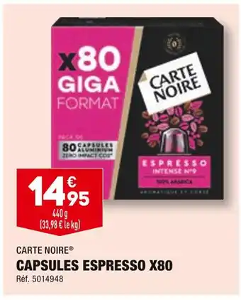 ALDI CARTE NOIRE CAPSULES ESPRESSO X80 offre
