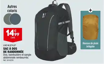 ALDI LIVE IN STYLE SAC À DOS DE RANDONNÉE offre