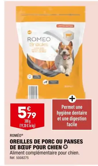 ALDI ROMÉO OREILLES DE PORC OU PANSES DE BŒUF POUR CHIEN offre
