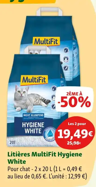 Maxi Zoo MultiFit Litières Hygiene White offre