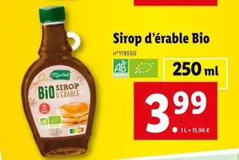 Lidl Maribel Sirop d’érable Bio offre