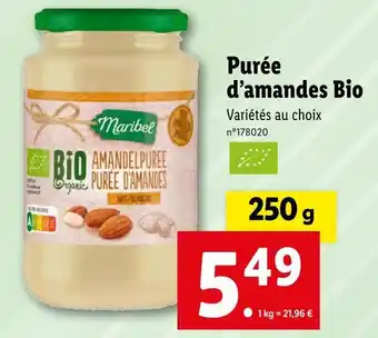 Lidl Maribel Purée d’amandes Bio offre